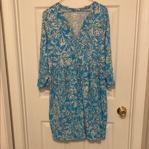 Lilly Pulitzer Blue and White V-Neck Sundress